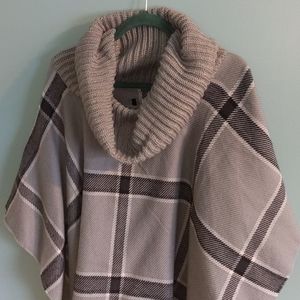 Plaid sweater poncho